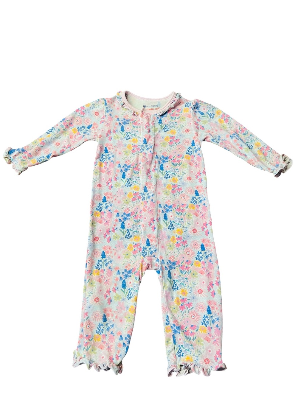 Magnetic Me Pink And Blue Floral Long-Sleeve Baby Onsie Size 3-6 Months